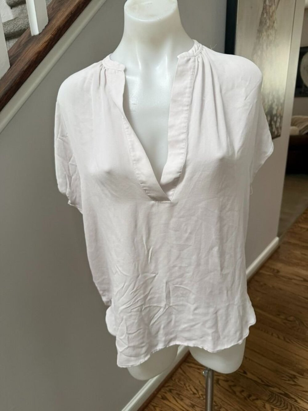 Vince Pale Blush V-Neck Cap Sleeve Top